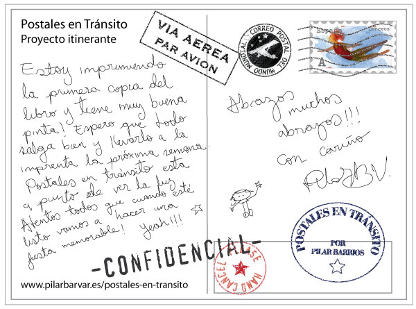 Reverso postal promocional proyecto Postales en tránsito