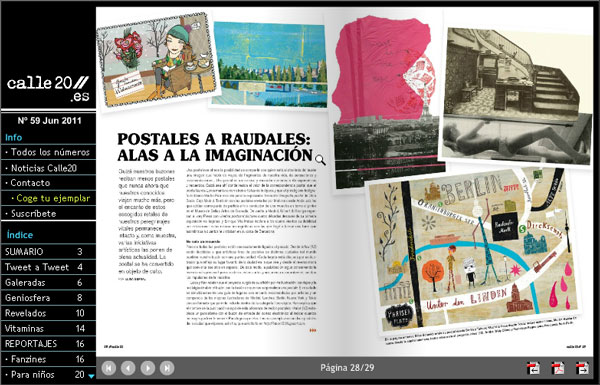 imagen del reportaje sobre Postales en revista CALLE 20