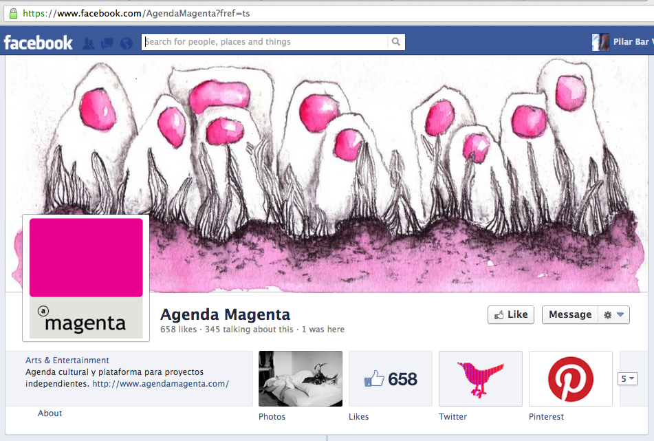 Banner de Pilar Barrios en Facebook de Agenda Magenta