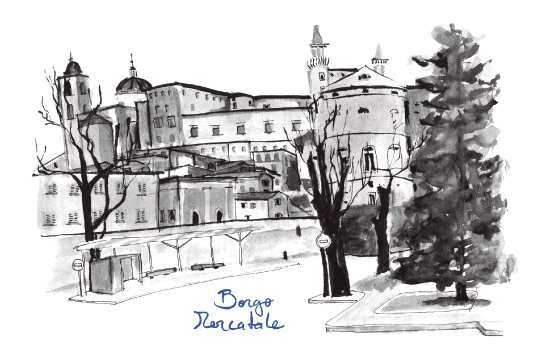 Urbino Borgo Mercatale Dibujo de Pilar Barrios
